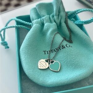 Tiffany & Co. Silver and Blue Heart Pendant Necklace